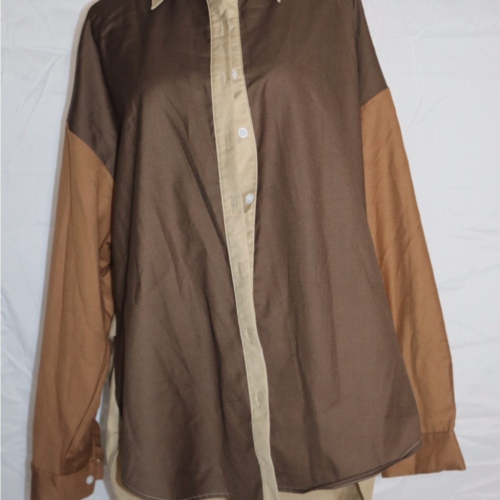 Fashion Nova Brown and Tan Shirt Dress